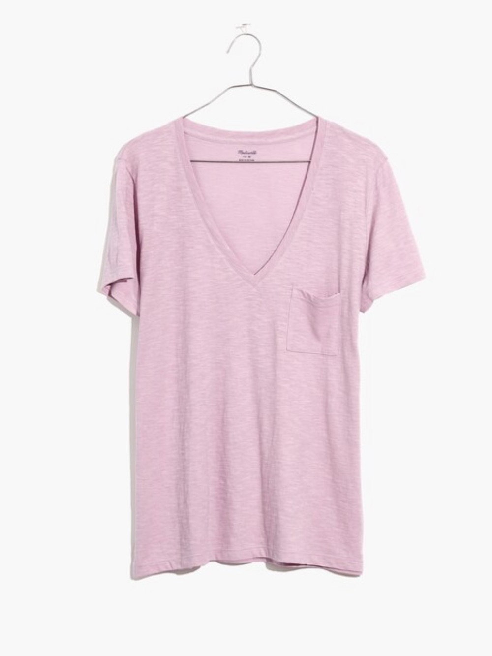 Madewell 100% Cotton Pale Lavender V-Neck Pocket Tee